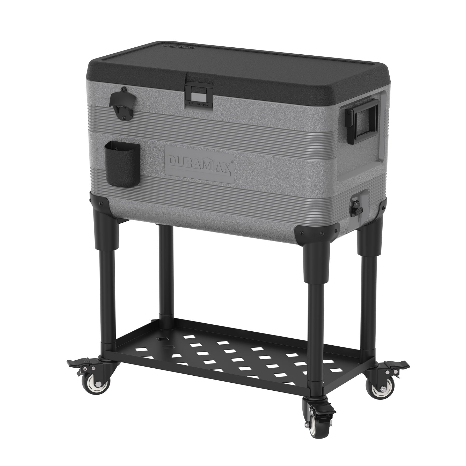 Keep Cold Patio Ice Box / Cooler Box with Wheels 70L (Grey/Black