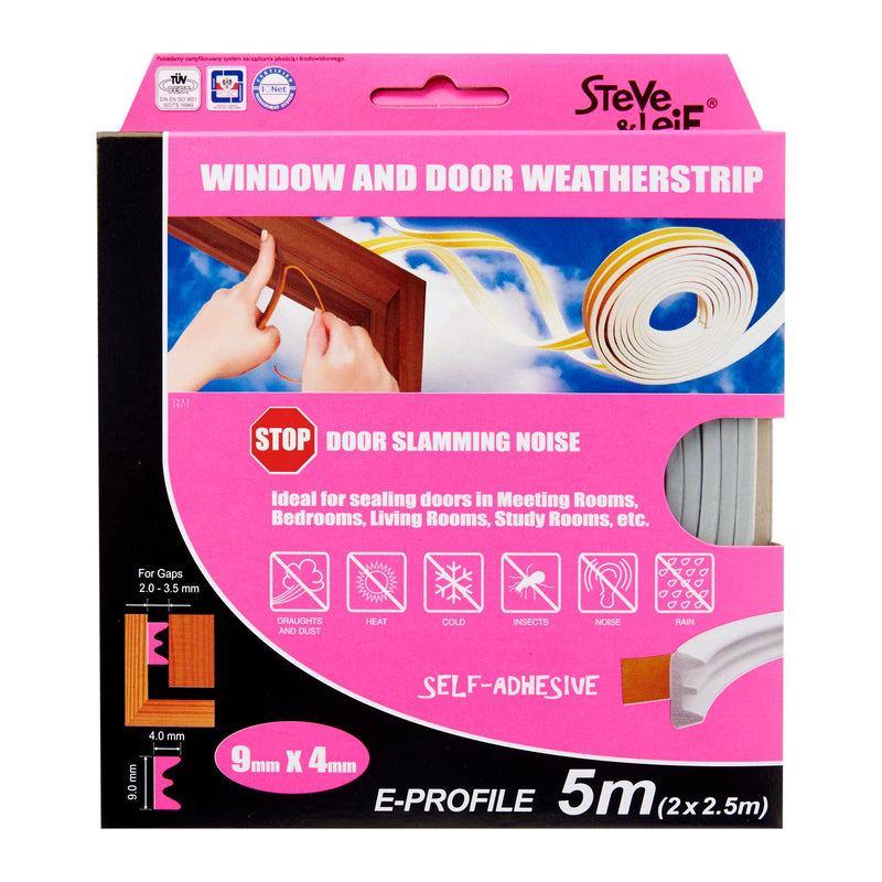 E-Profile Window & Door Seals 9x4mm (2x2.5m) - Weatherstrips