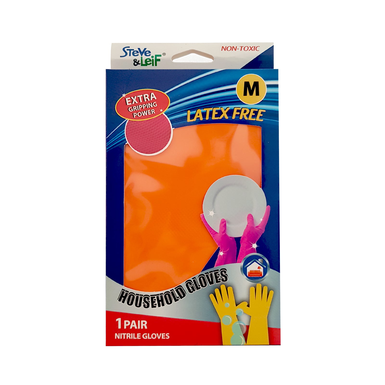 Nitrile Household Dishwashing Glove (M) Orange greenleif.sg