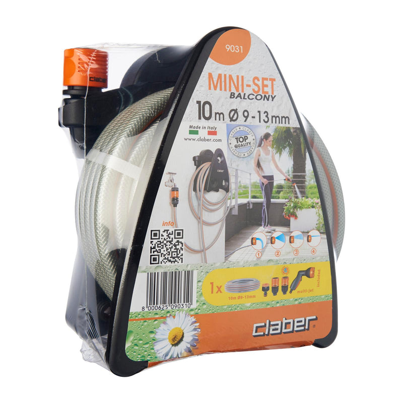 9031 MINI-SET BALCONY HOSE REEL WITH 10M HOSE AND MULTI-FUNCTION SPRAY PISTOL, ,Claber - greenleif.sg