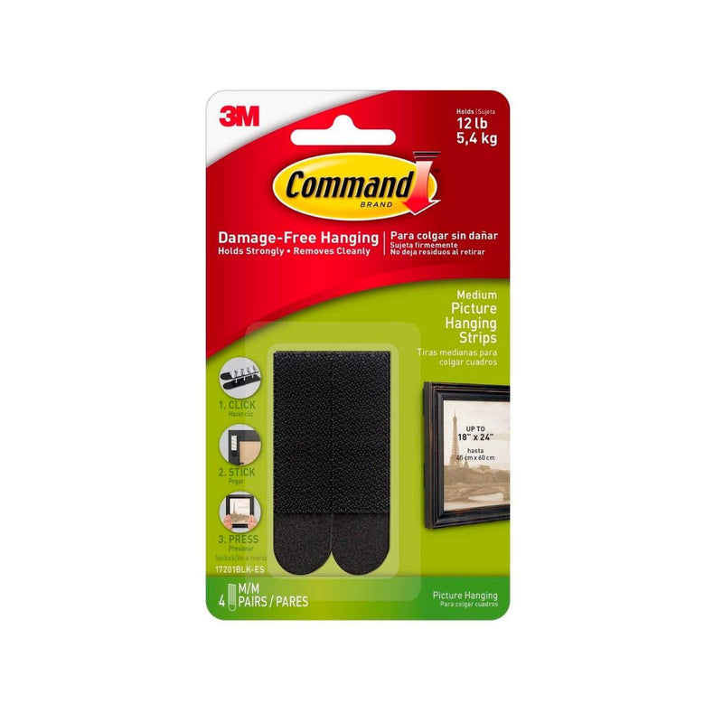 Command Black Medium Picture Hanging Strips (4 Sets)