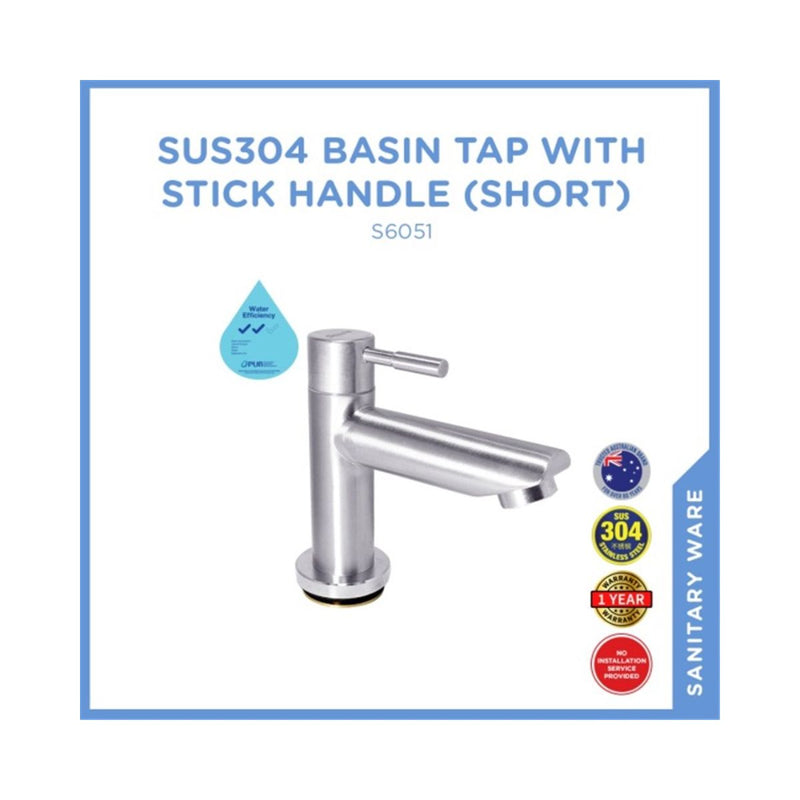 S6051 SUS304 Basin Tap (Short)-Stick