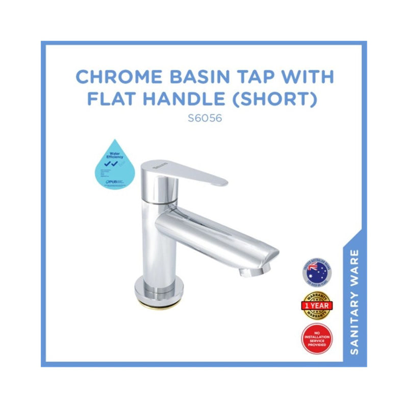 S6056 Chrome Basin Tap (Short)-Flat