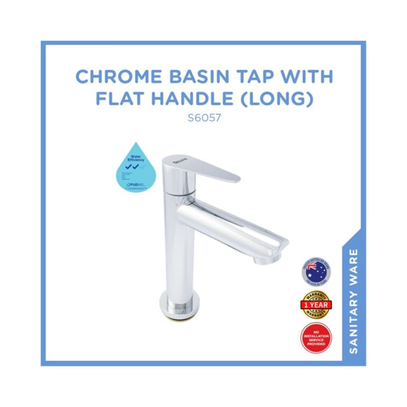 S6057 Chrome Basin Tap (Long)-Flat