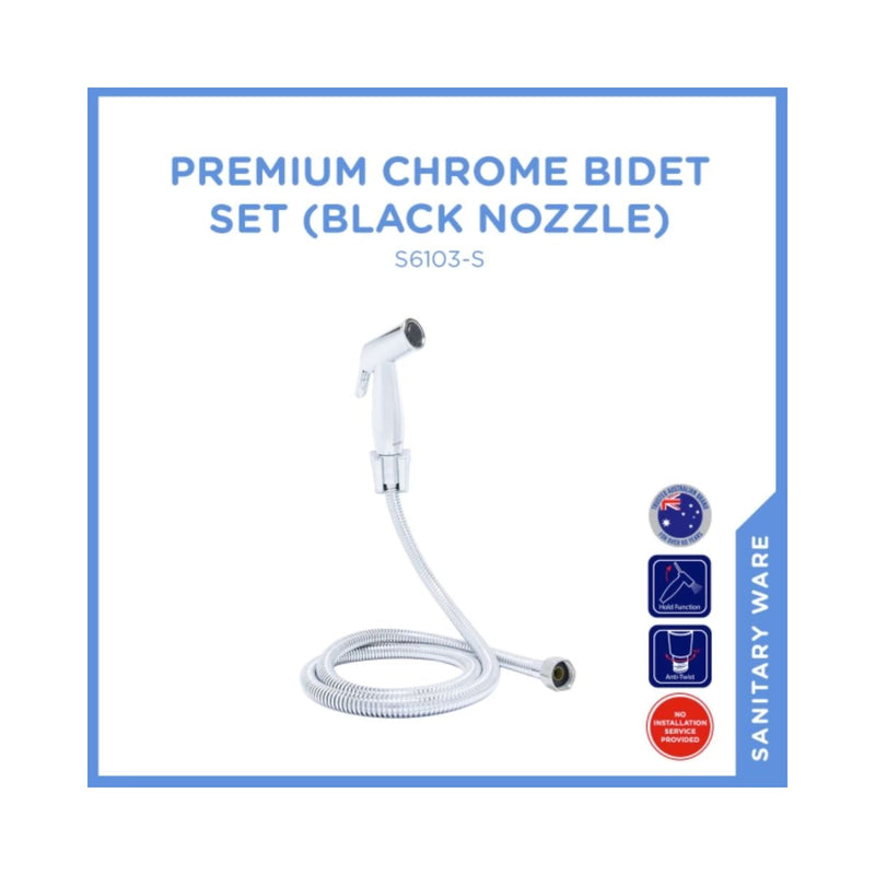 S6103-S Premium Chrome Bidet Set (Black Nozzle)