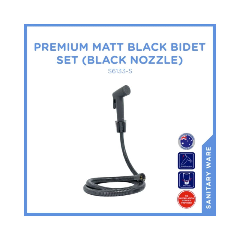 S6133-S Premium Matt Black Bidet Set (Black Nozzel)