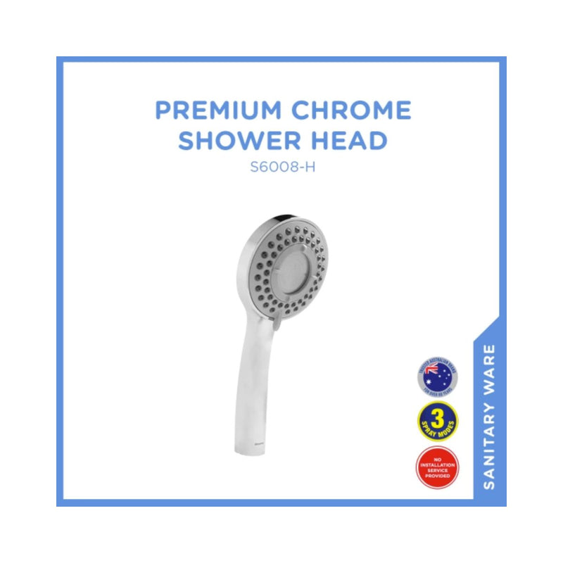 S6008-H Premium Chrome Shower Head 3 Function