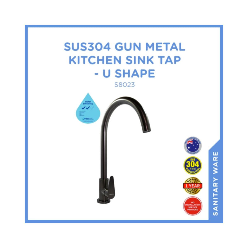 S8023 Gun Metal Kitchen Sink Tap-U Shape