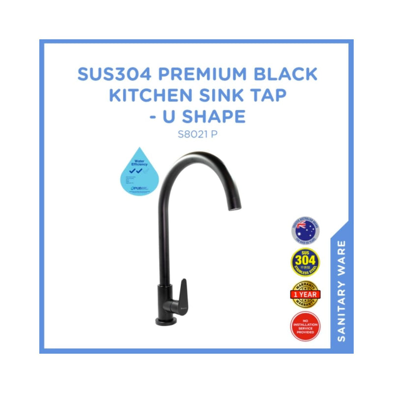 S8021 Premium Black Kitchen Sink Tap-U Shape