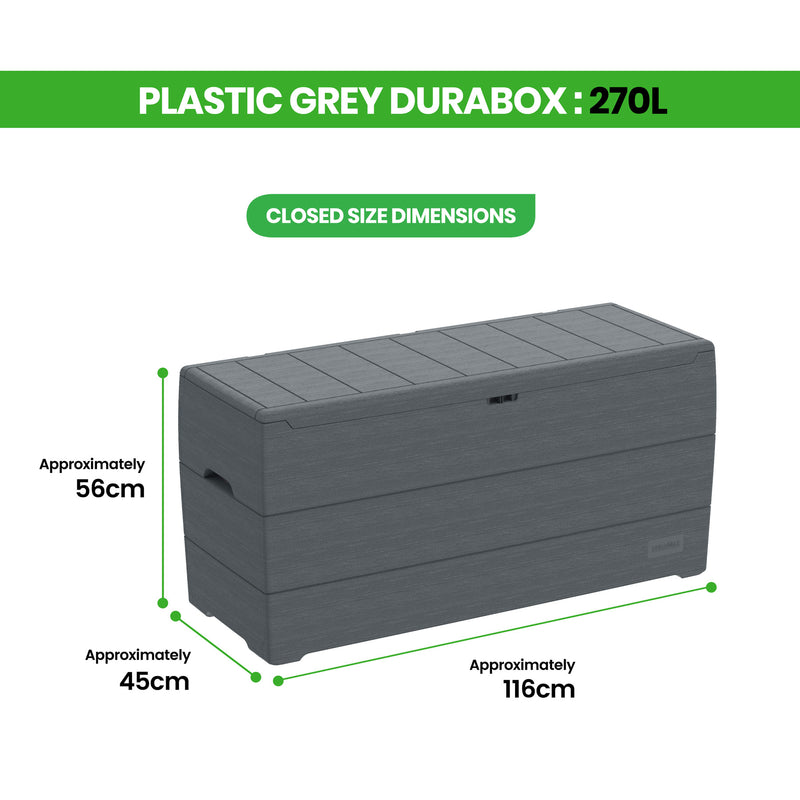 Outdoor Plastic Garden Storage Box (270L/416L)(Brown/ Dark Grey)