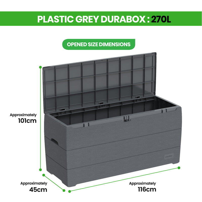 Outdoor Plastic Garden Storage Box (270L/416L)(Brown/ Dark Grey)