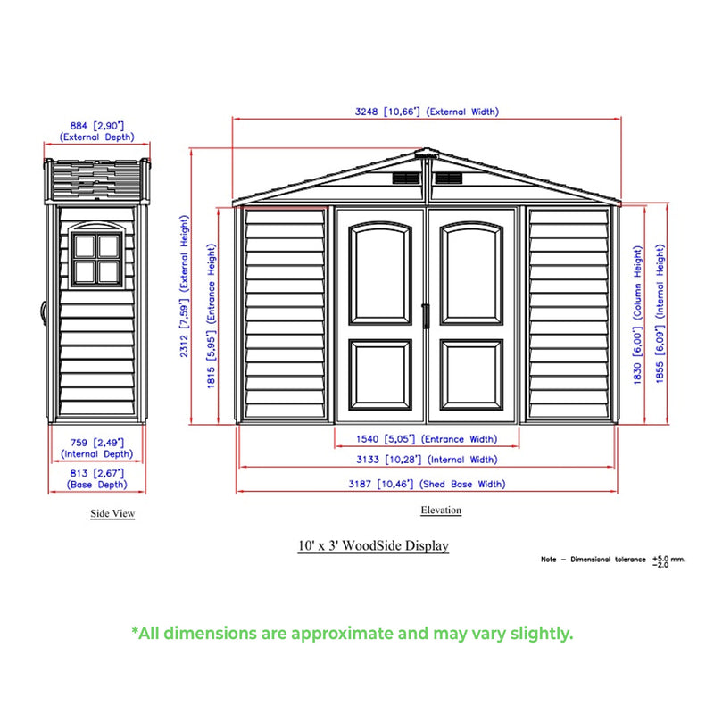 SidePro Garden Storage Shed 10.5x3ft