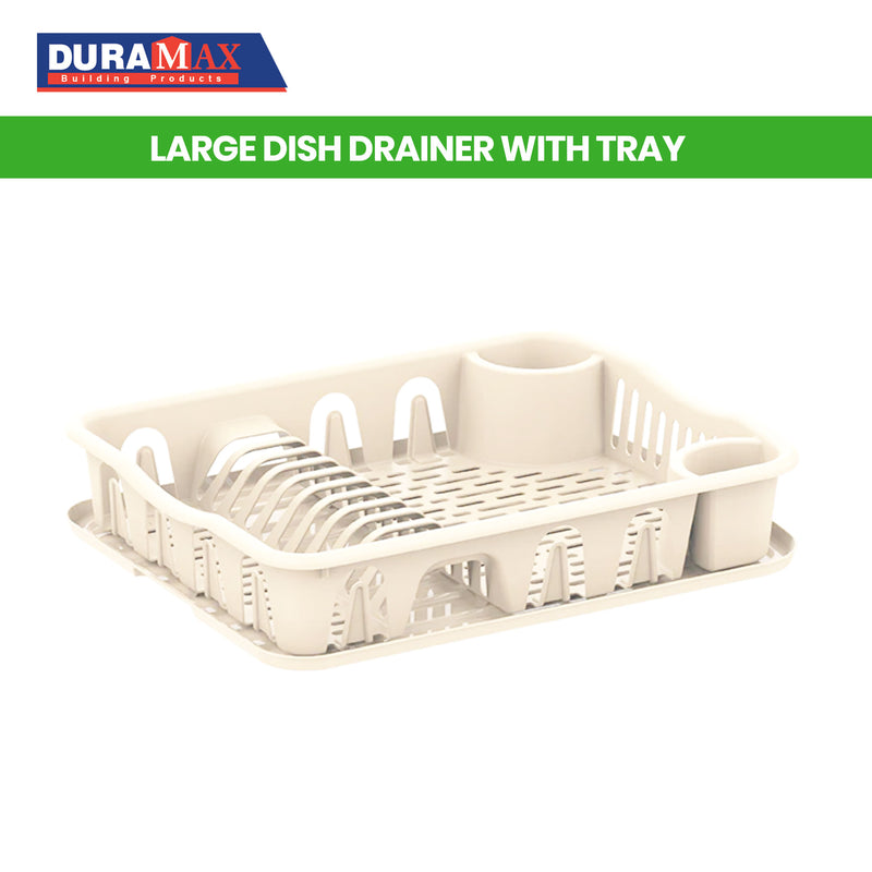 Dish Drainer Large with Tray (Off-White)