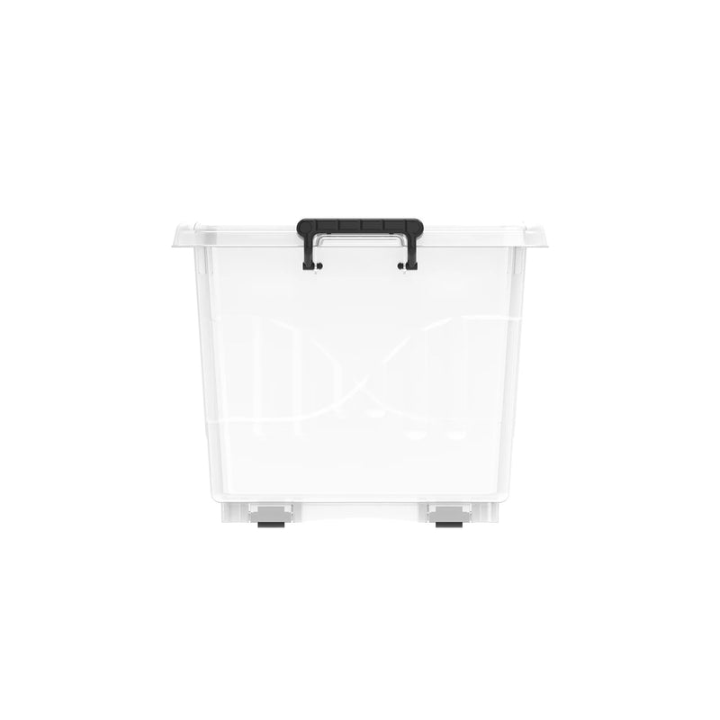 Plastic Storage Box with Wheels & Lockable Lid 33L (Transparent)