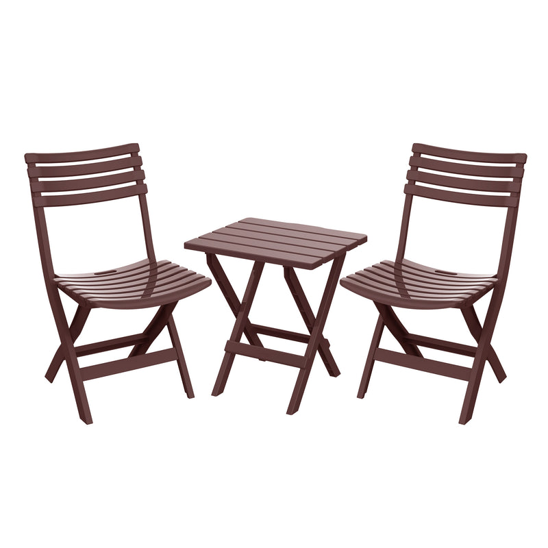 Portable Folding Chair & Table Set (Brown/White/Grey)