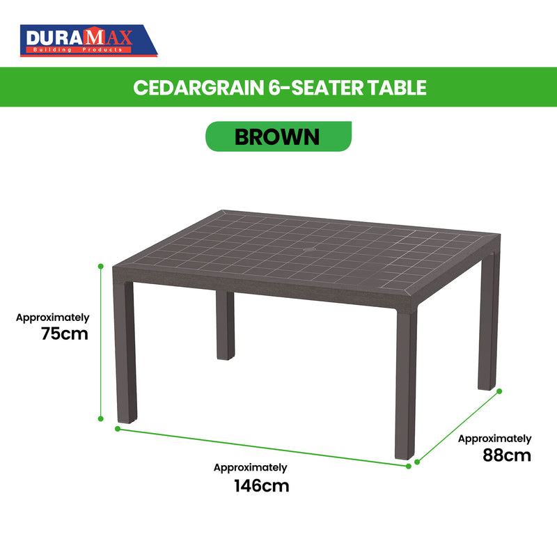 Outdoor Cedarrattan 6 Seater Dining Table and Chair (Brown)