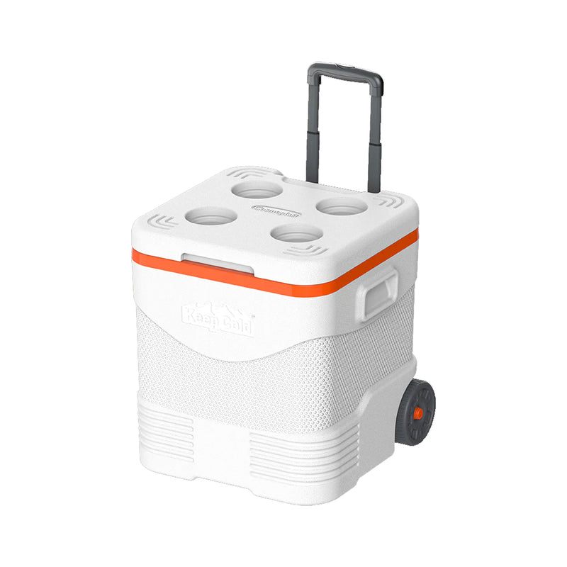 Keep Cold Trolley Ice Box / Cooler Box with Wheels 45L (White Orange)