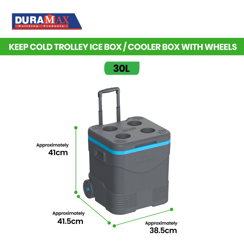 Keep Cold Trolley Ice Box / Cooler Box with Wheels 30L (Dark Grey)