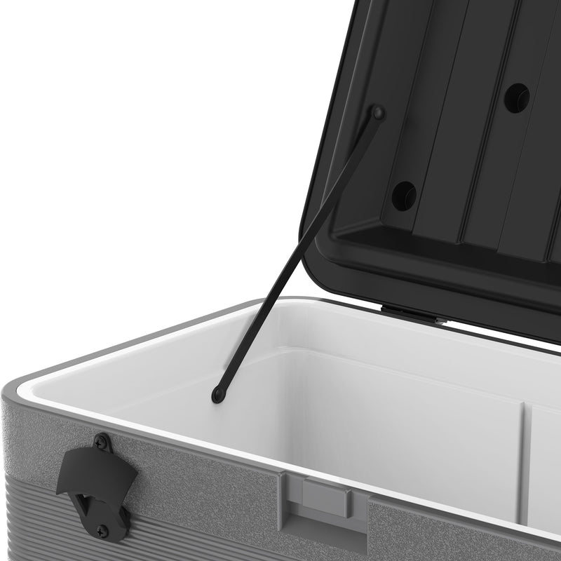 Keep Cold Patio Ice Box / Cooler Box with Wheels 70L (Grey/Black)