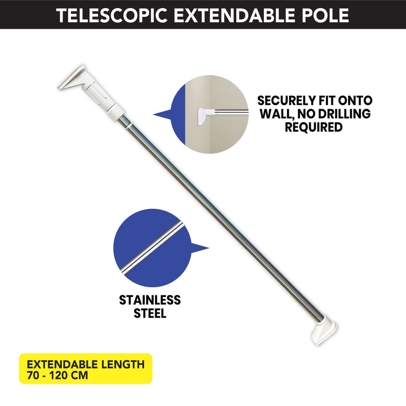 Steve & Leif Telescopic Extendable Curtain Rod Adjustable 70-120cm