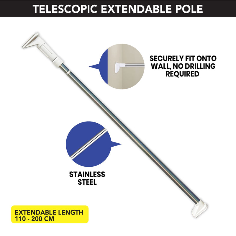 Steve & Leif Telescopic Extendable Curtain Rod Adjustable 110-200cm