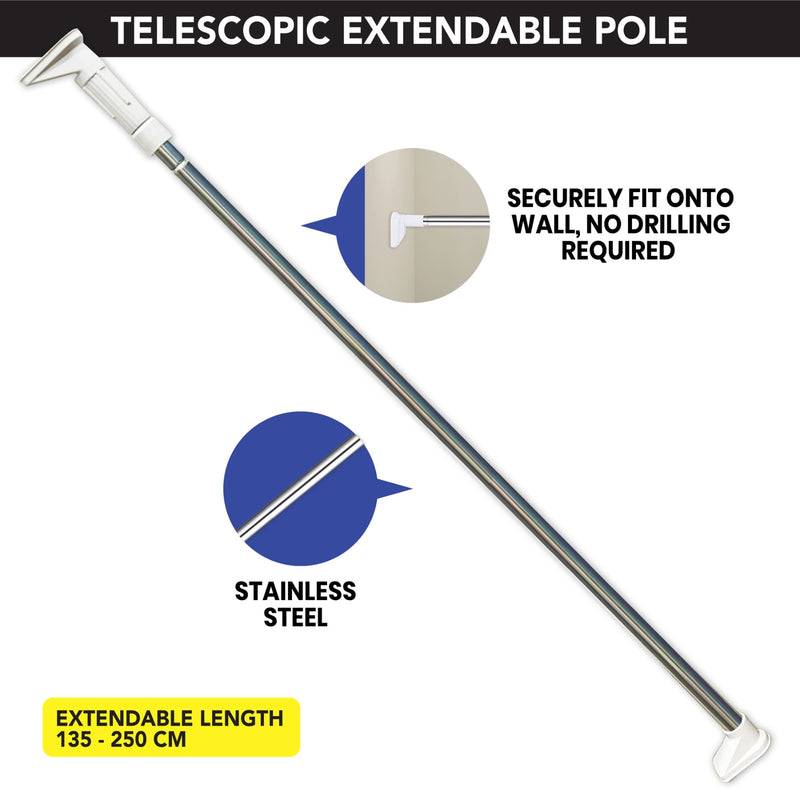 Steve & Leif Telescopic Extendable Curtain Rod Adjustable 135-250cm