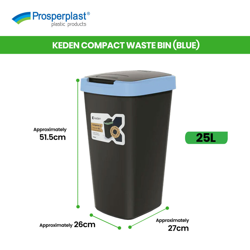 Keden Compact Waste Bin / Trash Bin 25L (Yellow/Blue/Green)
