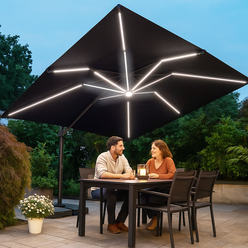 Steve & Leif Classic Cantilever Parasol 3mx3m with Built-in LED lighting