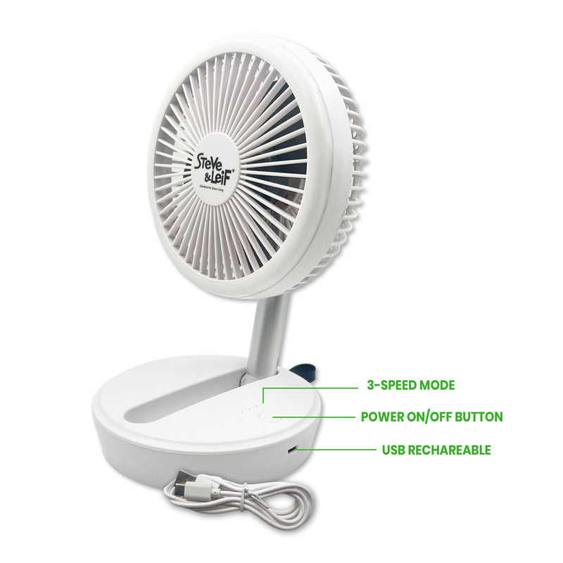 Portable Mini 3-Speed Rechargeable Fan 4000mA battery (White)