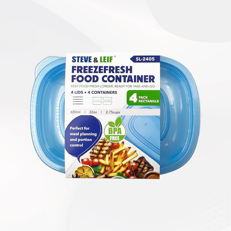 Rectangle Freezefresh Food Containers with Lids 650ml (4 Pcs)