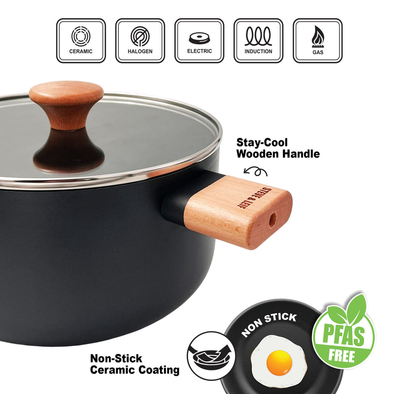 S&L 24cm Ceramic Coated Casserole Pot – Non-Stick, PFAS-Free, Inductio ...