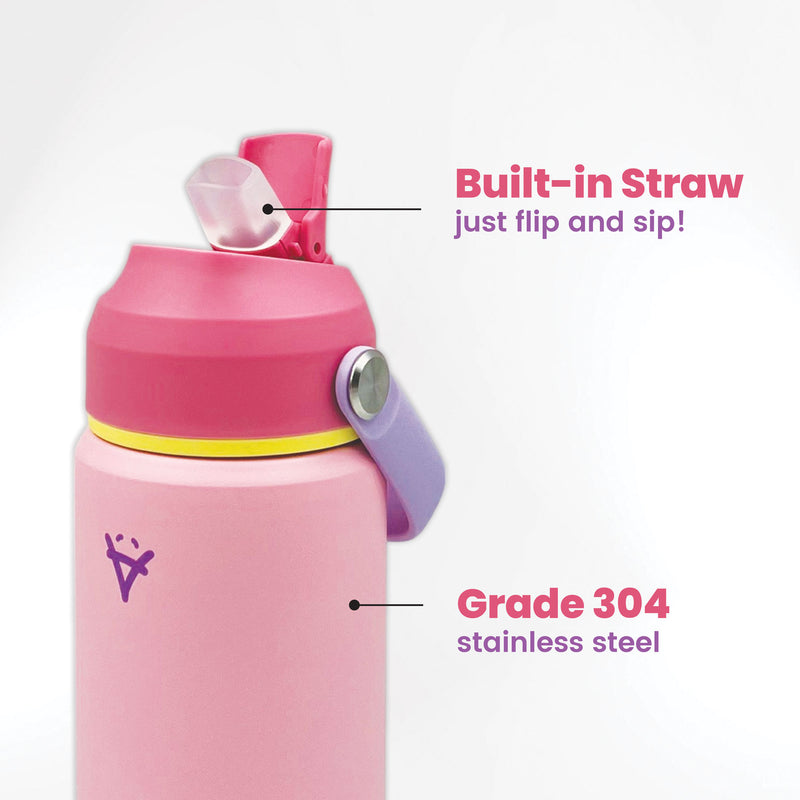 Beakamo Kids Penstemon Toucan 12oz Bottle - Durable Stainless Steel, Leakproof Straw Cap, Hot & Cold Temperature Retention, Anti-Slip Base, Perfect for Outdoor Adventures