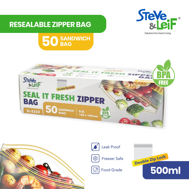 Resealable Double Zipper Bag (Sandwich)