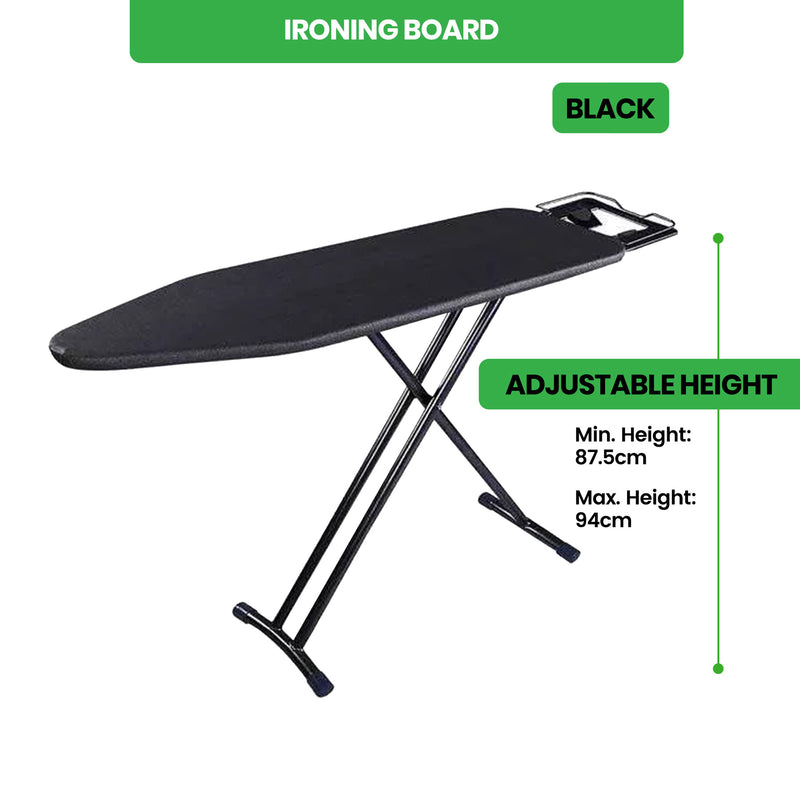 Ironing Board with Iron Rest 109x35.5cm (Black/Grey)