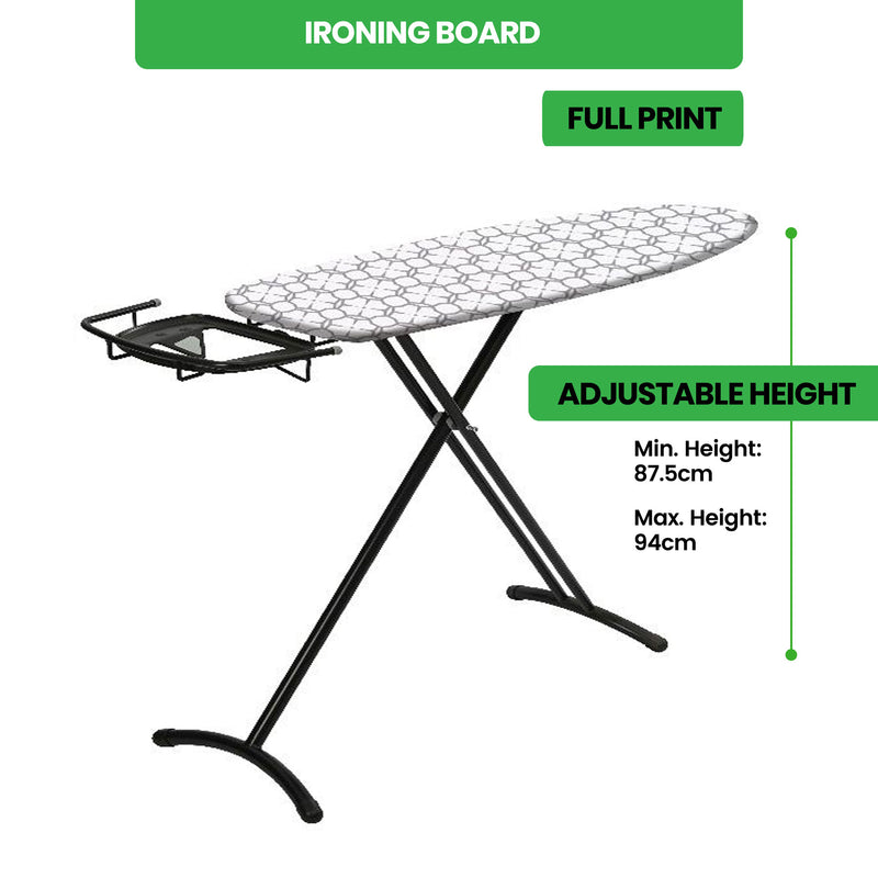 Ironing Board with Iron Rest 109x35.5cm (Black/Grey)