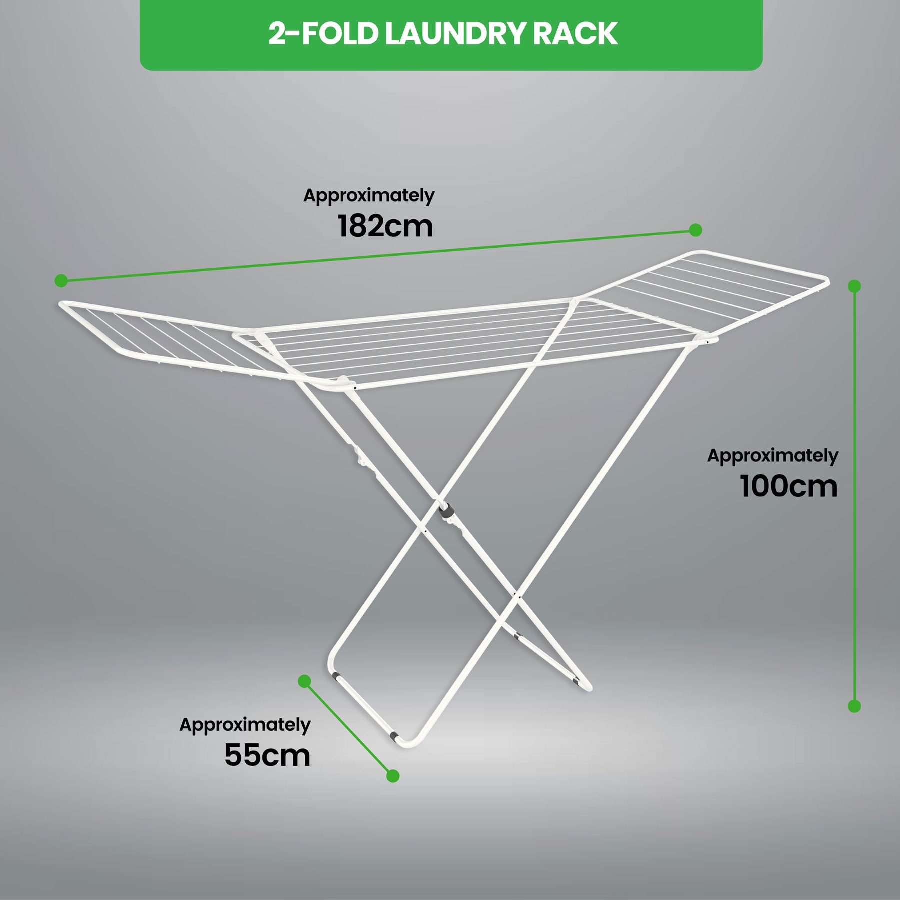 Lightweight Cloth / Laundry Rack with 2-Fold Wing (White) – greenleif.sg