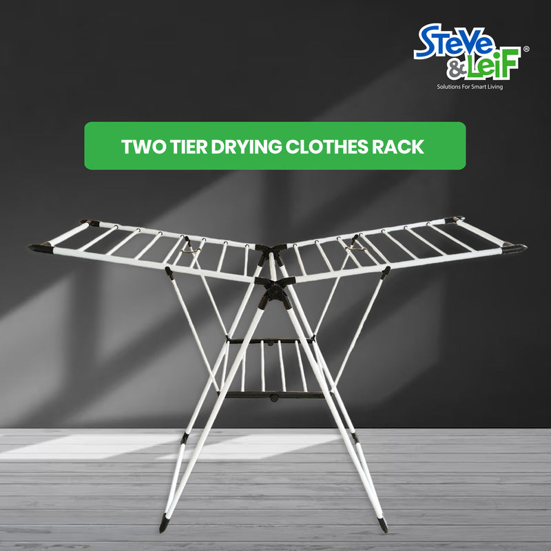 Two Tier Wing Fold Drying Cloth / Laundry Rack 10m