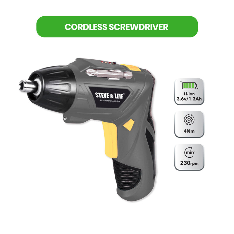 Cordless Screwdriver 3.6V 1.3Ah Rechargeable Battery