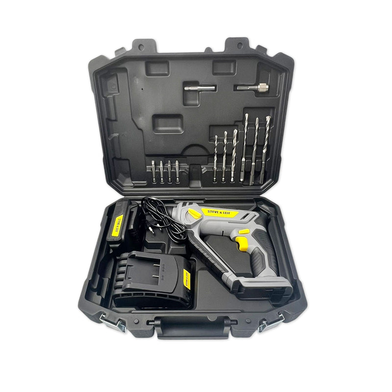 Steve & Leif Rotary Hammer Drill – 2in1 Drill & Hammer Function, Variable Speed,Includes Accessories Kit