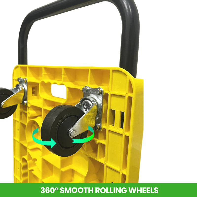 Yellow PP Push Trolley with 3" TPR Wheels