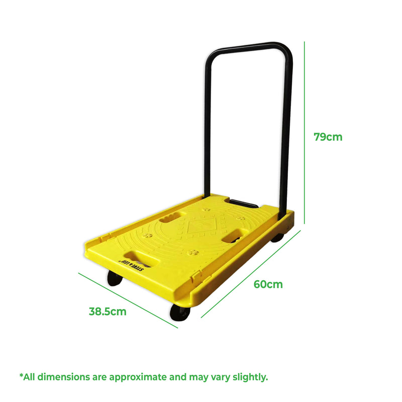 Yellow PP Push Trolley with 3" TPR Wheels