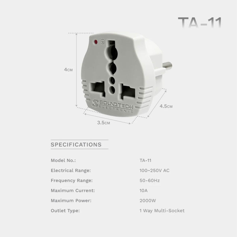 Universal Schuko Euro Travel Adaptor TA-11