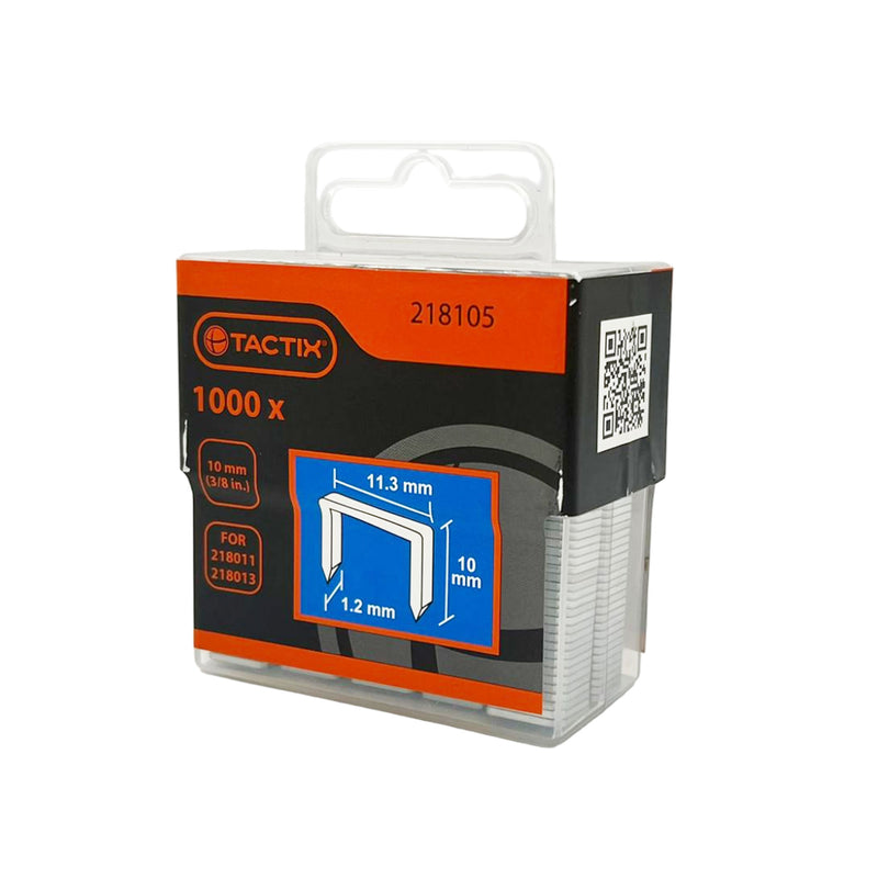 STAPLE HEAVY DUTY NARROW CROWN 8MM(5/16"") &10MM(3/8") 1000PC (FOR STAPLE GUN 218011)