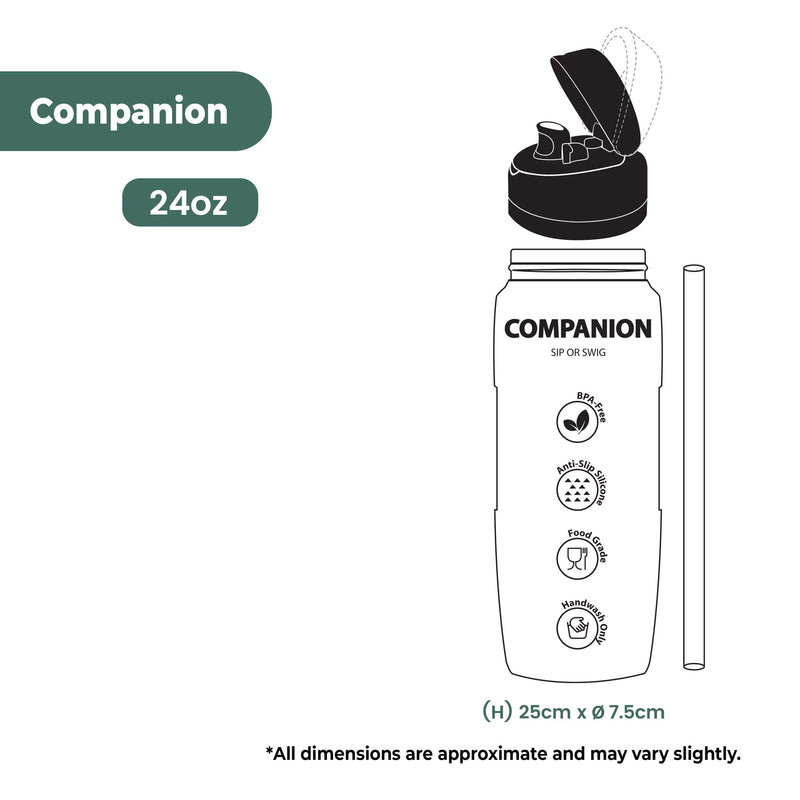 Beakamo Companion 24oz Water Bottle – Durable Stainless Steel, 2 Way Sipping, Hide-Away Carry Handle, Leakproof, BPA-Free, Hot & Cold Insulation, Ideal for Outdoor & Everyday Use