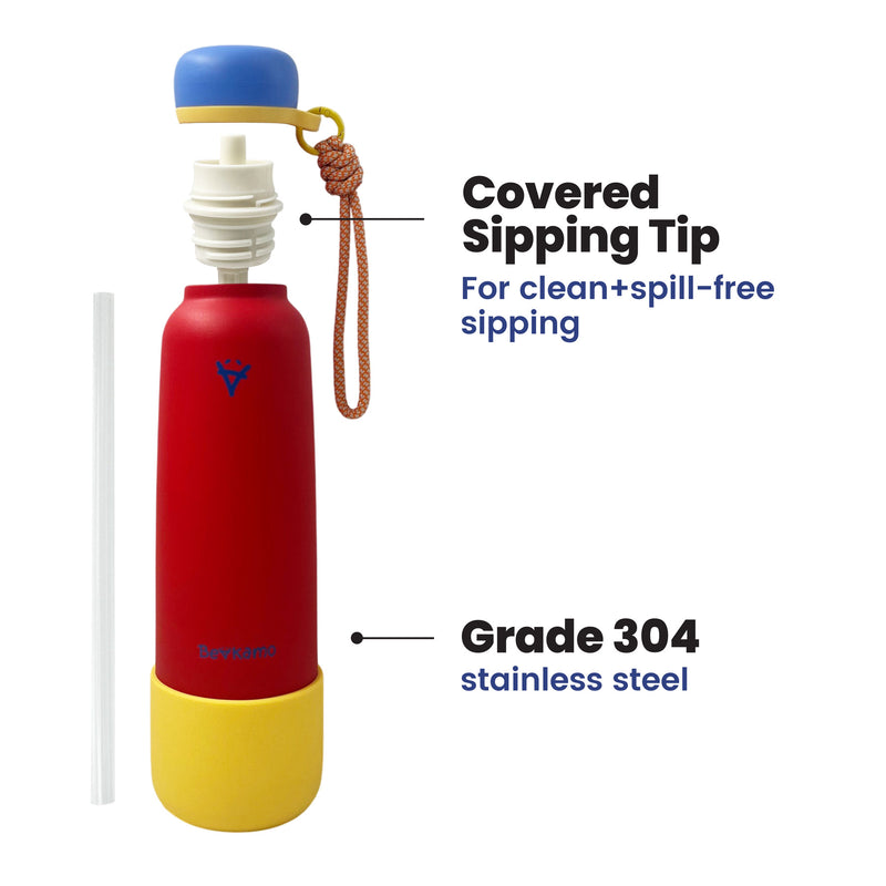 Beakamo Jellypop 24oz Water Bottle – Durable Stainless Steel, Covered Sipping Tip, Easy Sip, Leakproof, BPA-Free, Hot & Cold Insulation, Ideal for Outdoor & Everyday Use