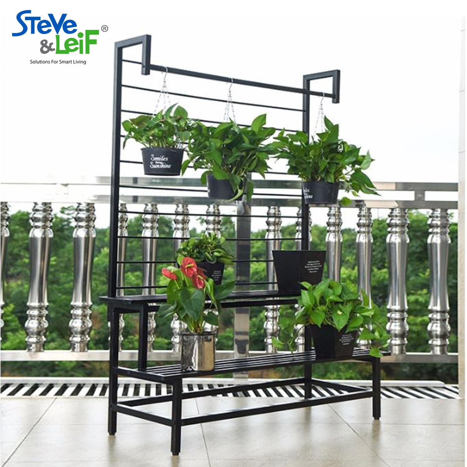 2 - 3 Steps Gardening Plant Rack With Wheels for Flower Pots (Black ...