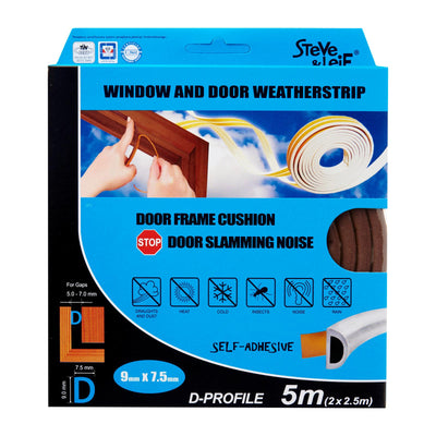 D-Profile Window & Door Seals 9x7.5mm (2x2.5m) - Weatherstrips, ,Steve & Leif - greenleif.sg