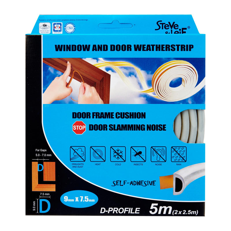 D-Profile Window & Door Seals 9x7.5mm (2x2.5m) - Weatherstrips