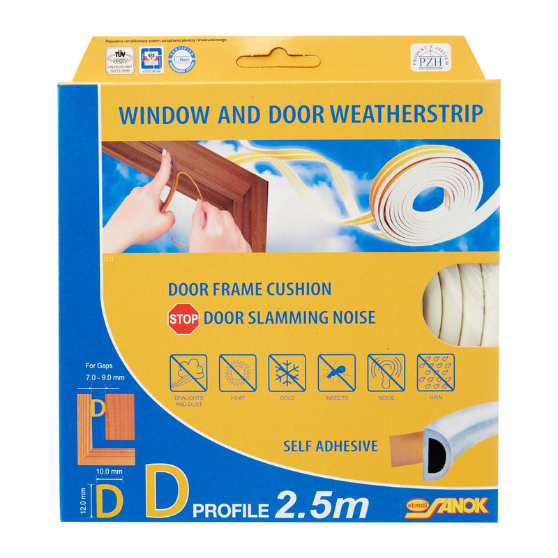 D-Profile Window & Door Seals 12x10mm (2.5m) - Weatherstrips