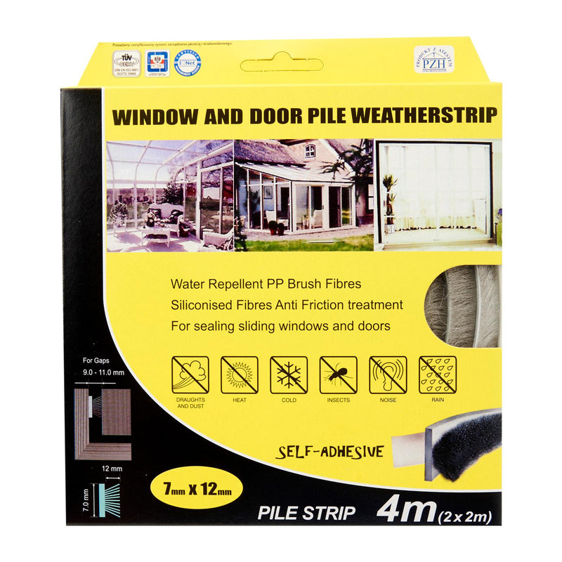 Pile Window & Door Seals Grey 7x12mm (4m) -Weatherstrips, ,Steve & Leif - greenleif.sg